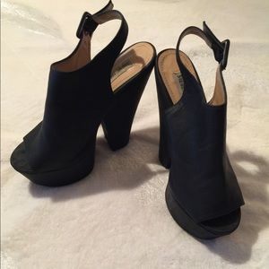 Steve Madden Peep-Toe Black Wedges